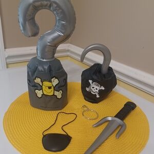 Pirate Costume Accessories Set with Hooks and Dagger, Eye Patch & Clip Earring